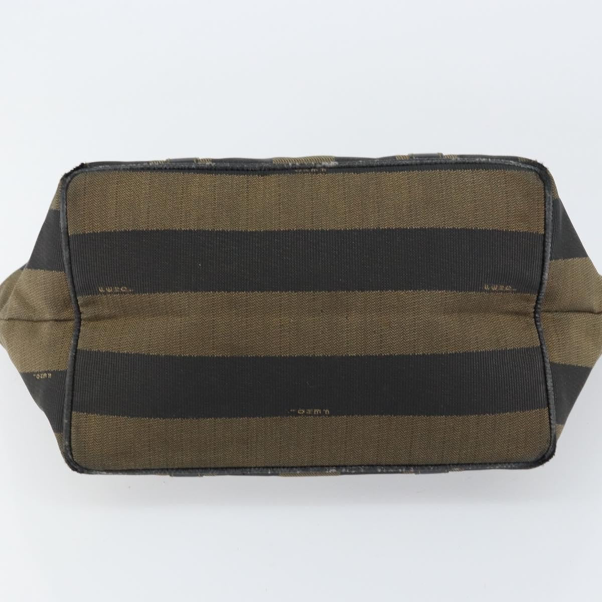 Fendi FENDI Pecan Canvas Hand Bag Black Brown Authentic 158368