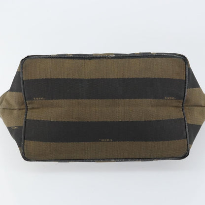 Fendi FENDI Pecan Canvas Hand Bag Black Brown Authentic 158368
