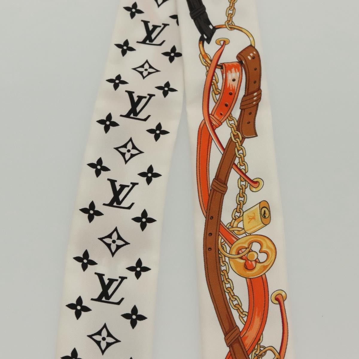 Louis Vuitton LOUIS VUITTON Flower And Straps Bando BB Scarf Silk White M90658 LV Authentic 136325M Bag