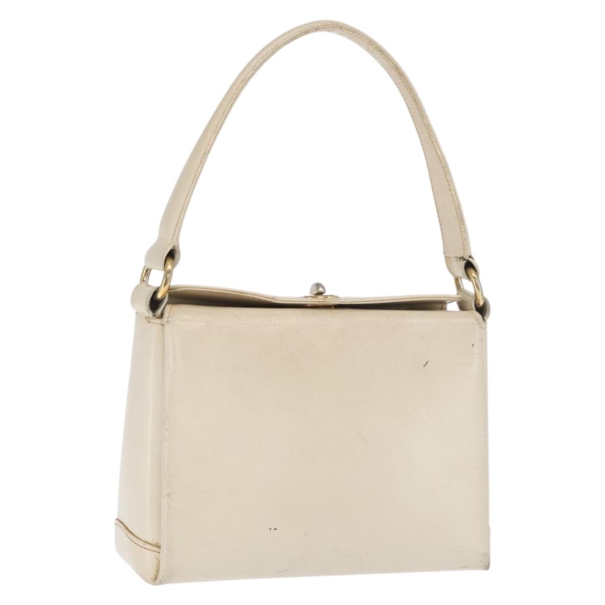 Gucci GUCCI Hand Bag Leather White Silver Authentic ep13227