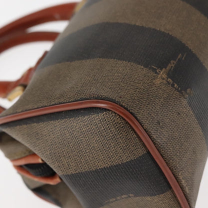 Fendi FENDI Pecan Canvas Hand Bag PVC Black Brown Authentic 146281