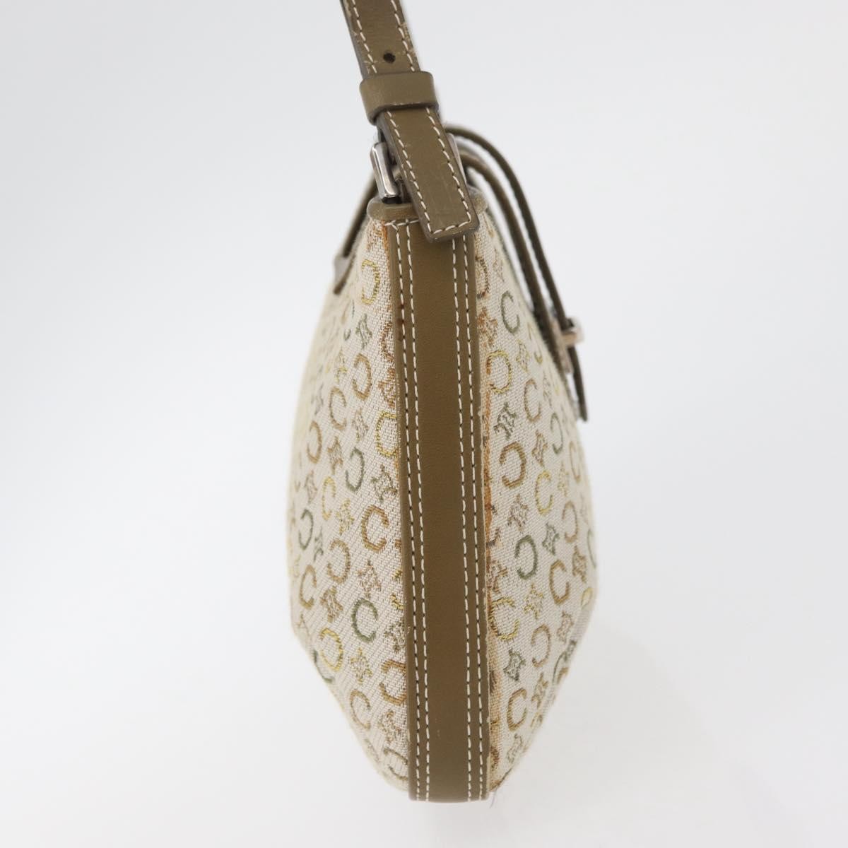 Celine CELINE C Macadam Canvas Shoulder Bag Beige Silver Authentic 176486A