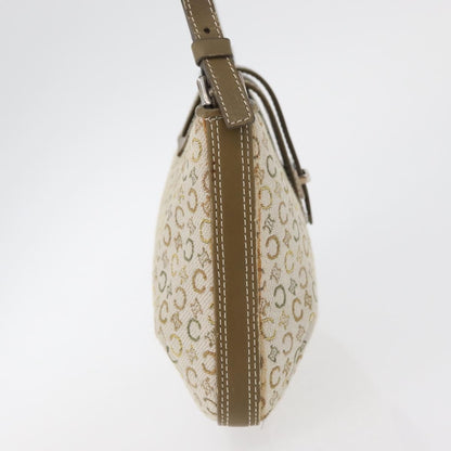 Celine CELINE C Macadam Canvas Shoulder Bag Beige Silver Authentic 176486A