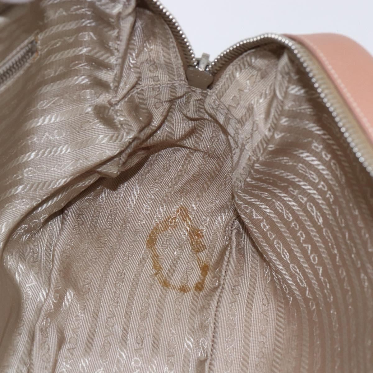 Prada PRADA Hand Bag Leather Silver Beige Authentic ka117