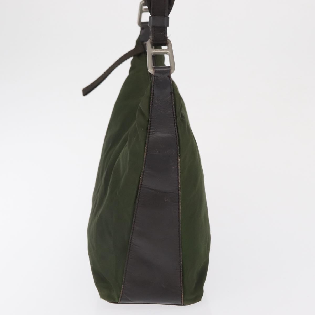 Prada PRADA Shoulder Bag Nylon Khaki Silver Authentic 165486