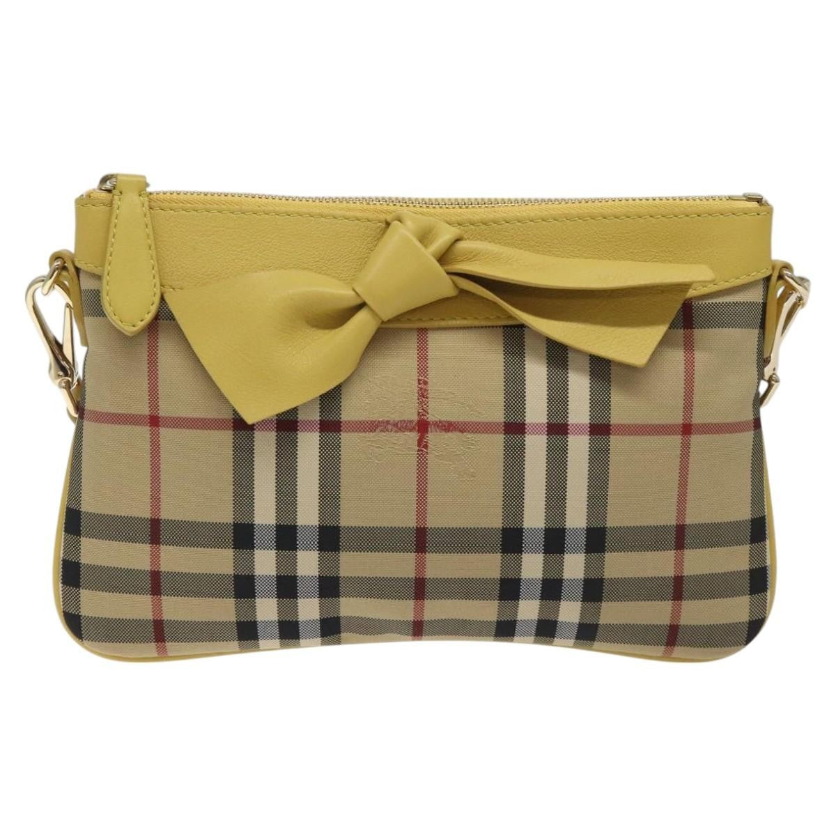 Burberry BURBERRY Nova Check Shoulder Bag Canvas Beige Gold Authentic 114865