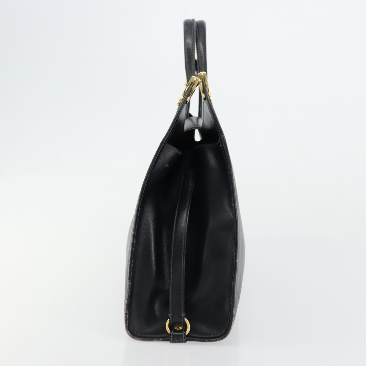 Gucci GUCCI Hand Bag Leather Navy Gold Authentic 177664