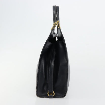 Gucci GUCCI Hand Bag Leather Navy Gold Authentic 177664