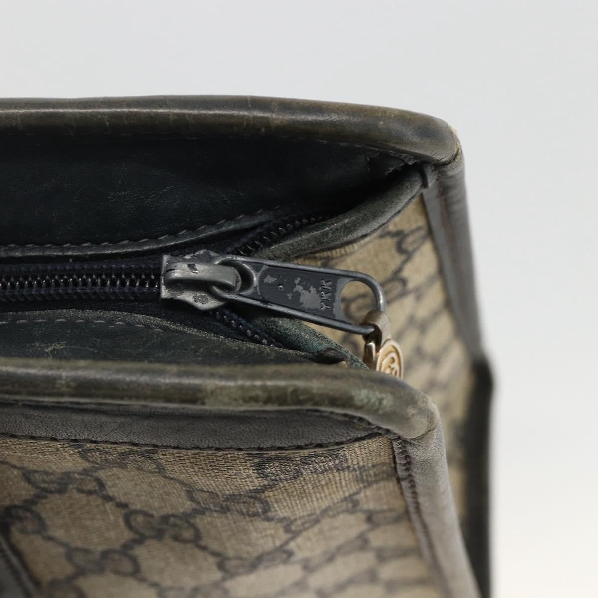 Gucci GUCCI GG Supreme Sherry Line Hand Bag PVC Navy Gold 010 378 Authentic BAZ548