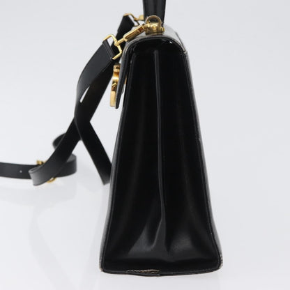 Salvatore Ferragamo Salvatore Ferragamo Gancini Hand Bag Leather 2way Black Gold Authentic ARZ228