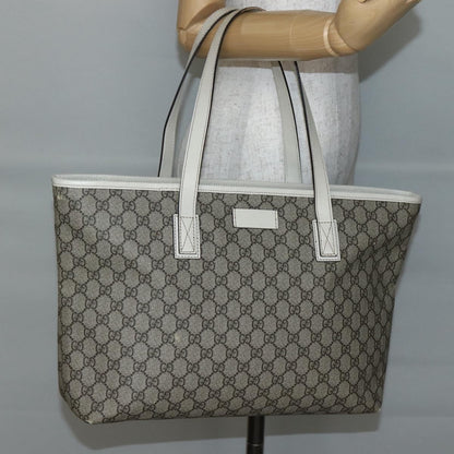 Gucci GUCCI GG Supreme Tote Bag PVC Beige Silver 211137 Authentic BA5762