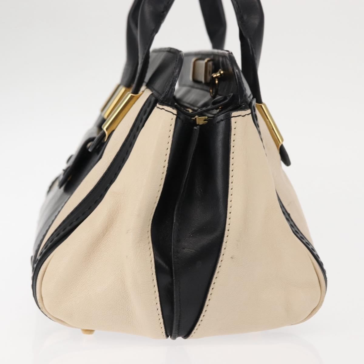 Chloé Chloé Chloe Little Alice Hand Bag Leather 2way White Gold Authentic am9323