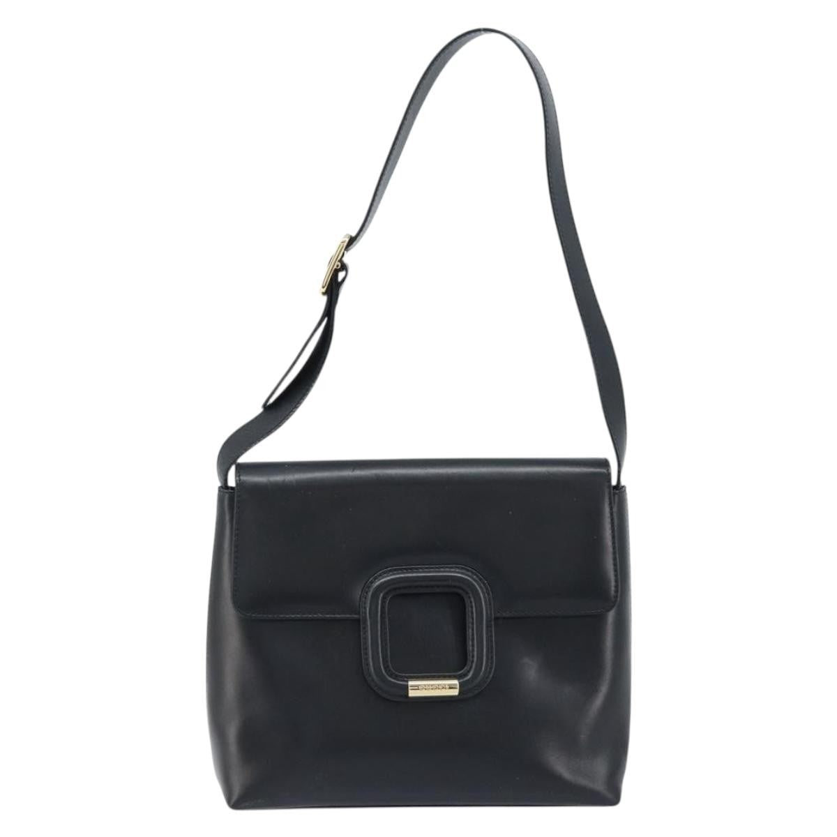 Gucci GUCCI Shoulder Bag Leather Black Gold 001 1998 1785 Authentic 173859
