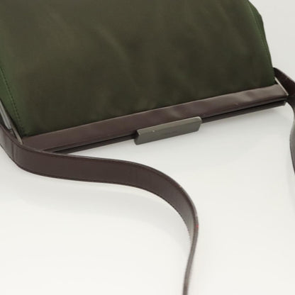 Prada PRADA Shoulder Bag Nylon Khaki Silver Authentic 123373