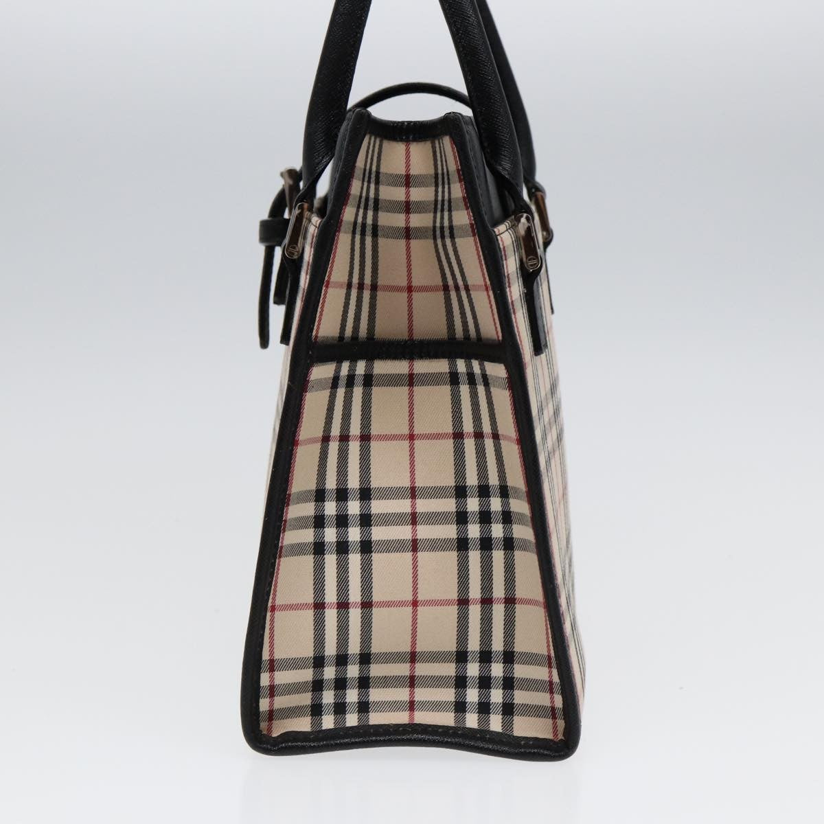 Burberry BURBERRY Nova Check Hand Bag Canvas Beige Black Authentic am6710