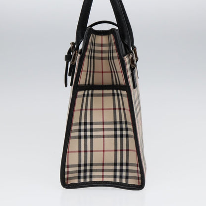 Burberry BURBERRY Nova Check Hand Bag Canvas Beige Black Authentic am6710