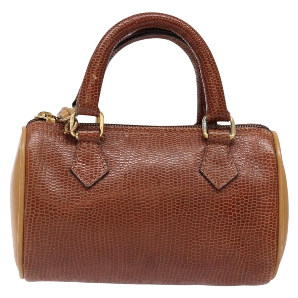 Fendi FENDI Hand Bag Leather 2way Brown Gold Authentic sw1085