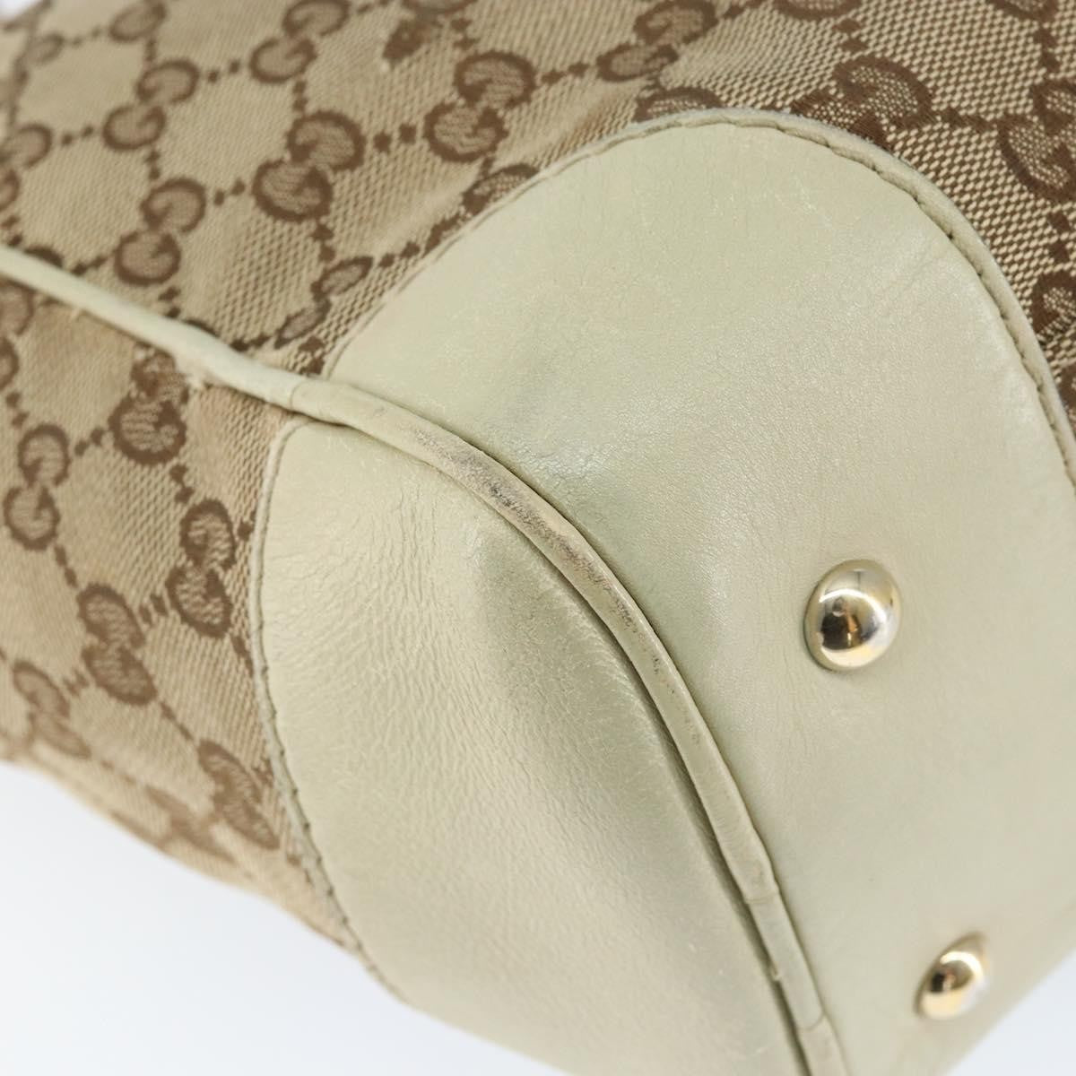 Gucci GUCCI GG Canvas Web Sherry Line Tote Bag Beige Gold 257061 Authentic gh1178