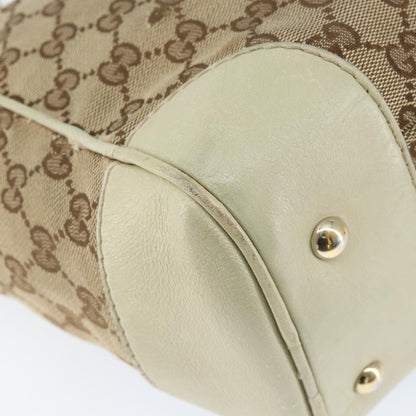 Gucci GUCCI GG Canvas Web Sherry Line Tote Bag Beige Gold 257061 Authentic gh1178