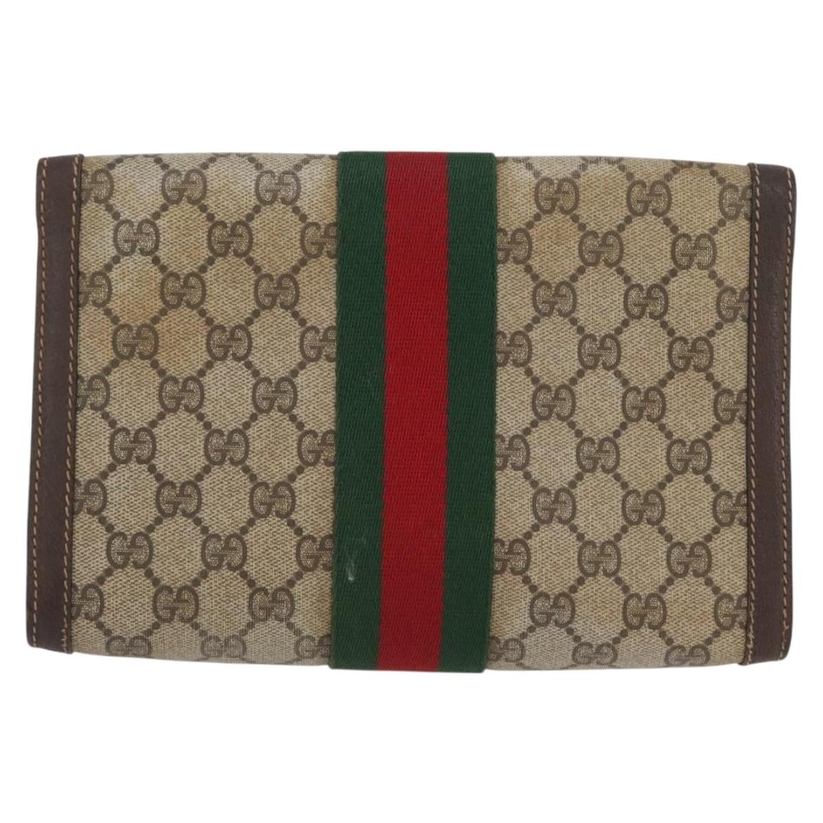 Gucci GUCCI GG Supreme Web Sherry Line Bag PVC Beige Gold 67 039 3087 Authentic 173857