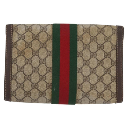 Gucci GUCCI GG Supreme Web Sherry Line Bag PVC Beige Gold 67 039 3087 Authentic 173857