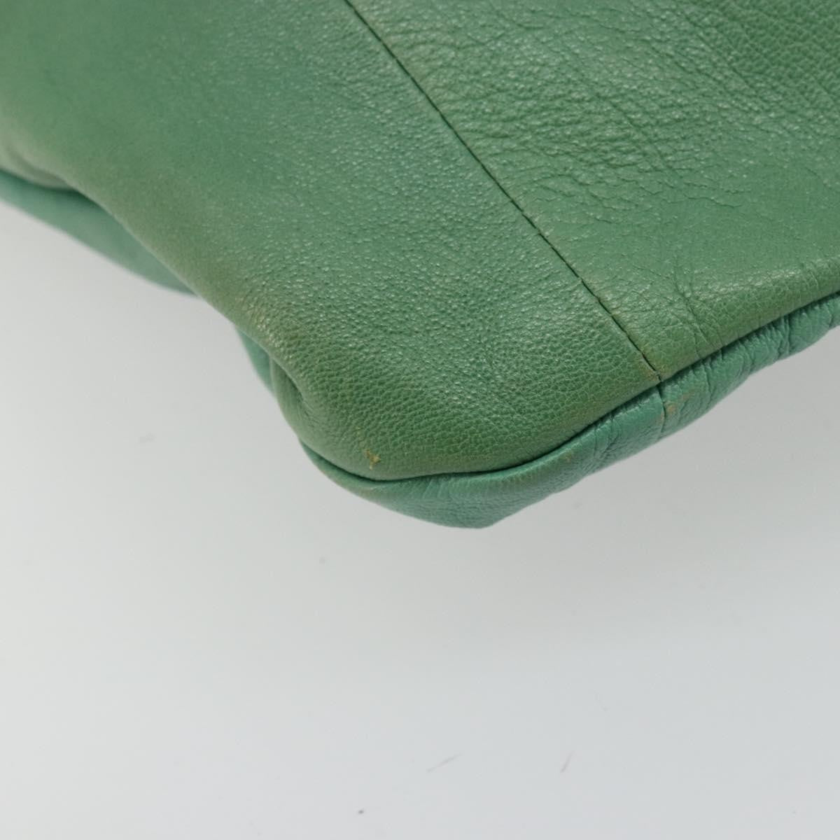 Gucci GUCCI Bamboo Shoulder Bag Leather Green Gold 124293 Authentic 180305A