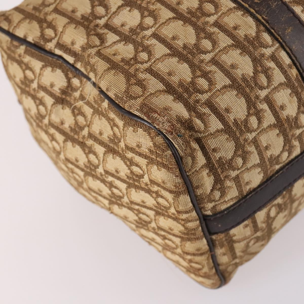 Dior Christian Dior Trotter Canvas Boston Bag Brown Gold Authentic 141365