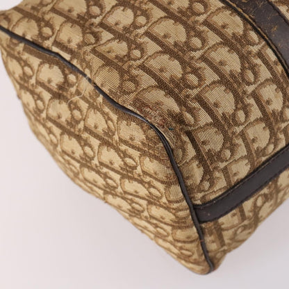 Dior Christian Dior Trotter Canvas Boston Bag Brown Gold Authentic 141365