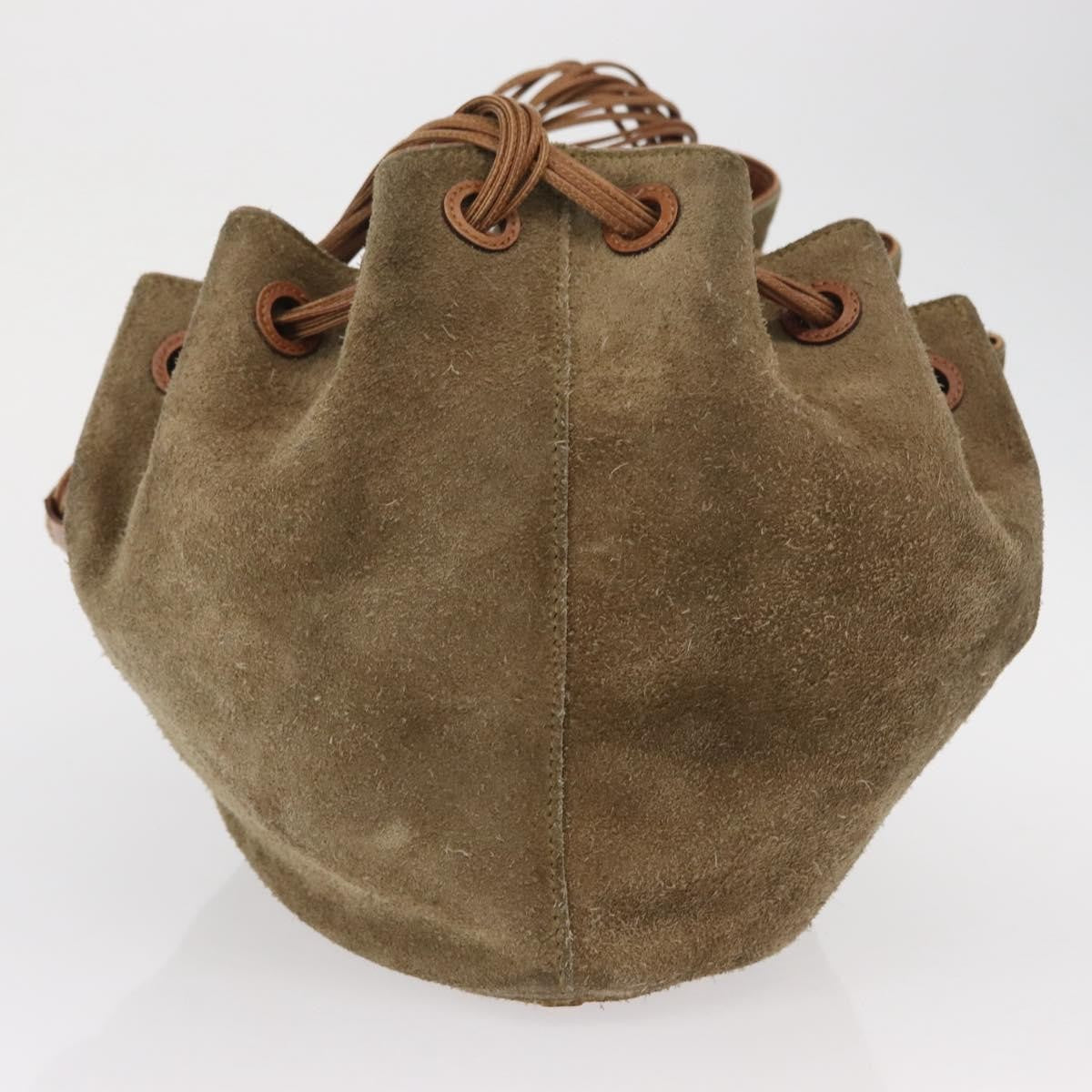 Gucci GUCCI Shoulder Bag Suede Beige Gold Authentic 162826
