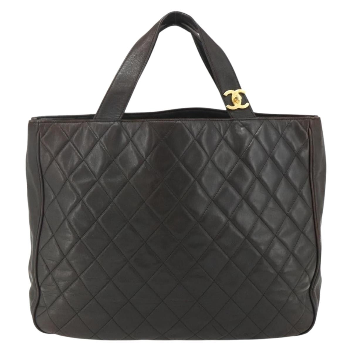 Chanel CHANEL Matelasse Tote Bag Leather Brown Gold CC Authentic bs28459