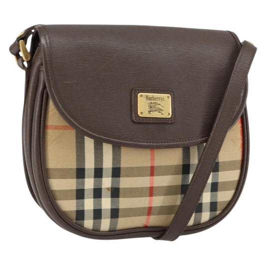 Burberrys Burberrys Nova Check Shoulder Bag Canvas Beige Gold Authentic 153922