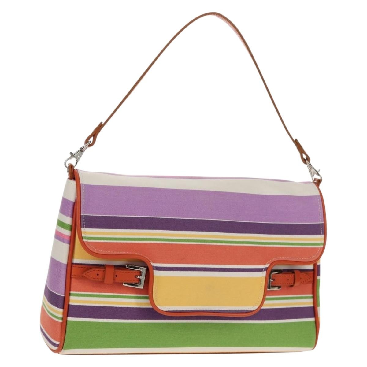 Burberry BURBERRY Shoulder Bag Canvas Multicolor Silver Authentic 160873V