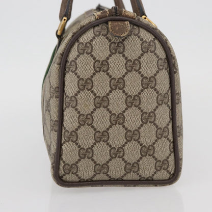 Gucci GUCCI GG Supreme Web Sherry Line Boston Bag PVC Beige Gold 40 02 006 Authentic BAZ556