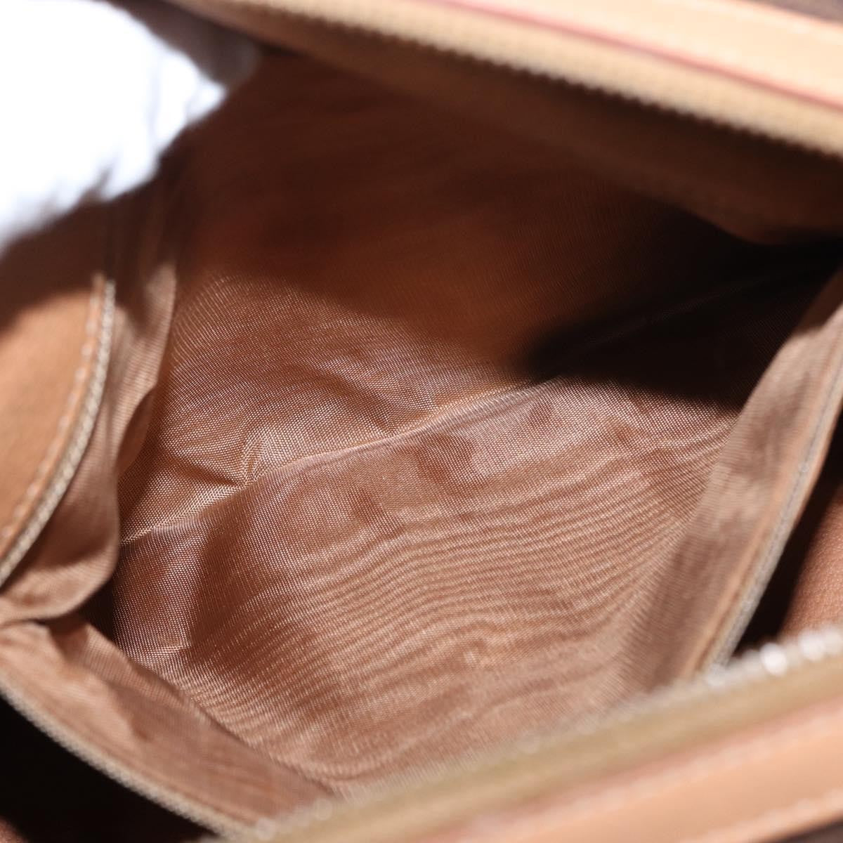 Celine CELINE Macadam Canvas Boston Bag PVC Brown Gold Authentic 152724