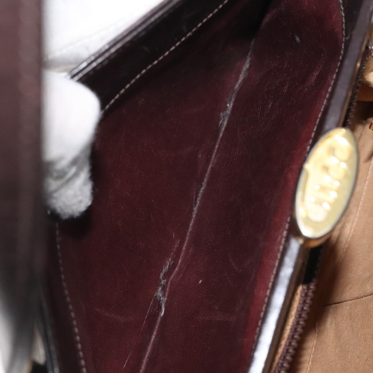 Gucci GUCCI Hand Bag Leather Brown Gold Authentic ep9221