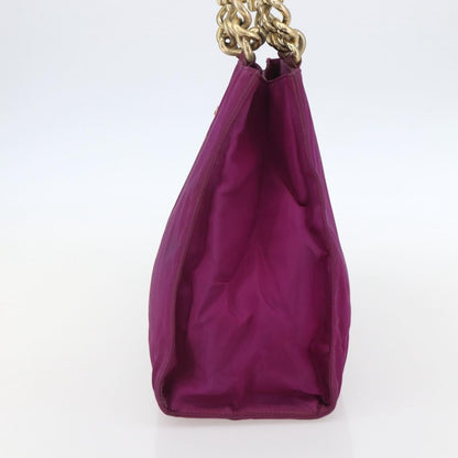 Prada PRADA Hand Bag Nylon Metal Purple Gold Authentic 155416