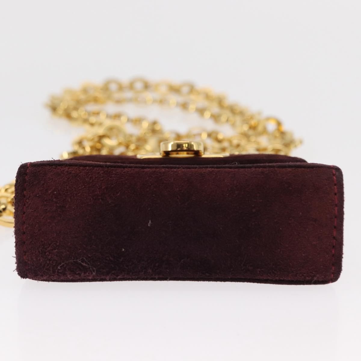 Salvatore Ferragamo Salvatore Ferragamo Chain Gancini Shoulder Bag Suede Purple Gold Authentic 152790