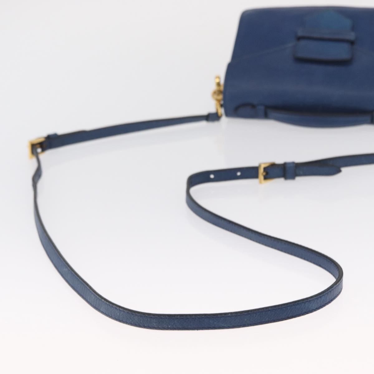 Prada PRADA Hand Bag Safiano leather 2way Blue Gold Authentic 163032