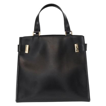 Gucci GUCCI Hand Bag Leather Black Gold Authentic BA9107