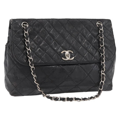 Chanel CHANEL Matelasse Chain Shoulder Bag Patent leather Black Silver CC Authentic 158095