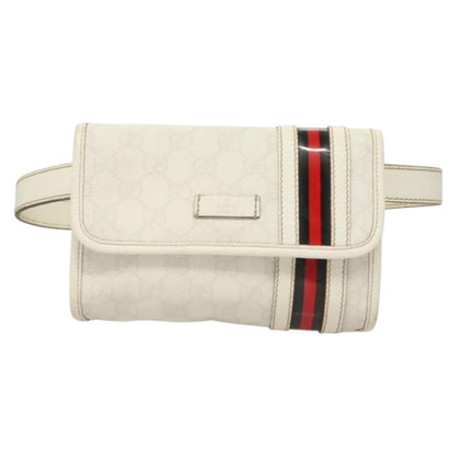 Gucci GUCCI GG Supreme Sherry Line Waist bag PVC White Gold 1669 Authentic bs28457