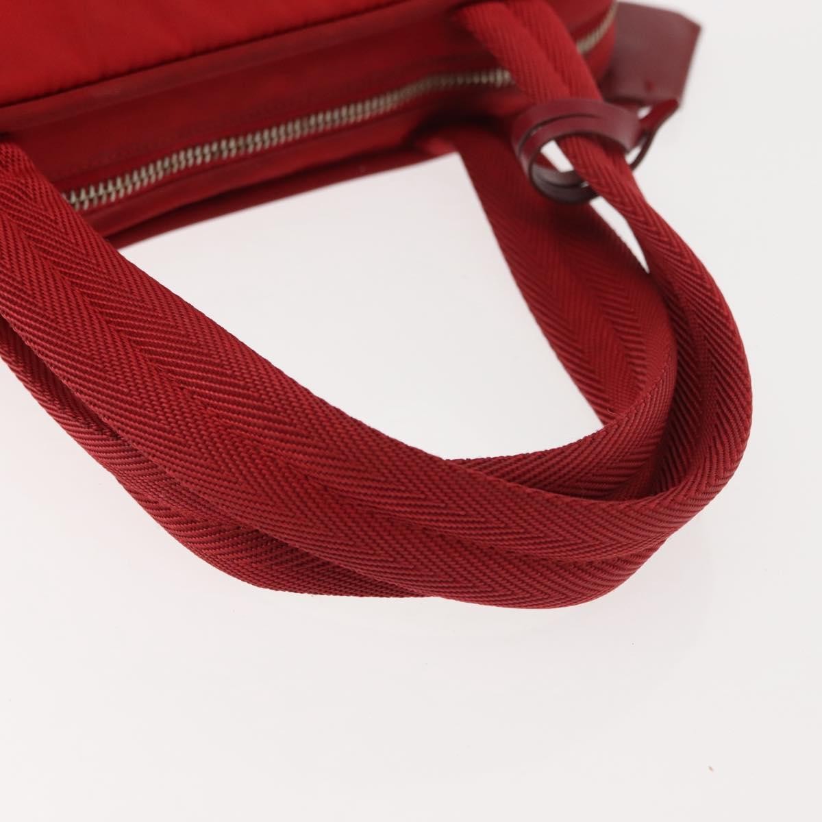 Prada PRADA Hand Bag Nylon Red Gold Authentic ki6141