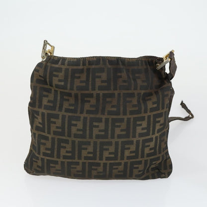 Fendi FENDI Pecan Canvas Zucca Canvas Hand Bag Leather 3 Set Brown Black Authentic 165122