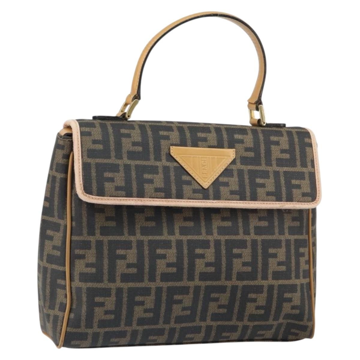 Fendi FENDI Zucca Canvas Hand Bag PVC Brown Black Authentic 158200