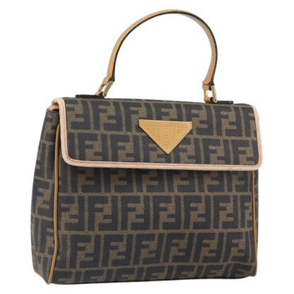 Fendi FENDI Zucca Canvas Hand Bag PVC Brown Black Authentic 158200