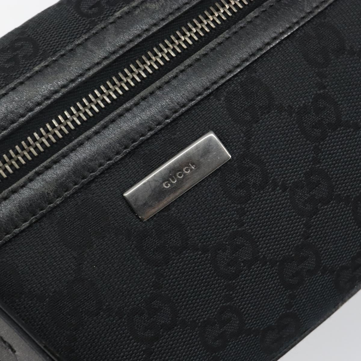 Gucci GUCCI GG Canvas Shoulder Bag Black Silver 001 4302 Authentic 144270