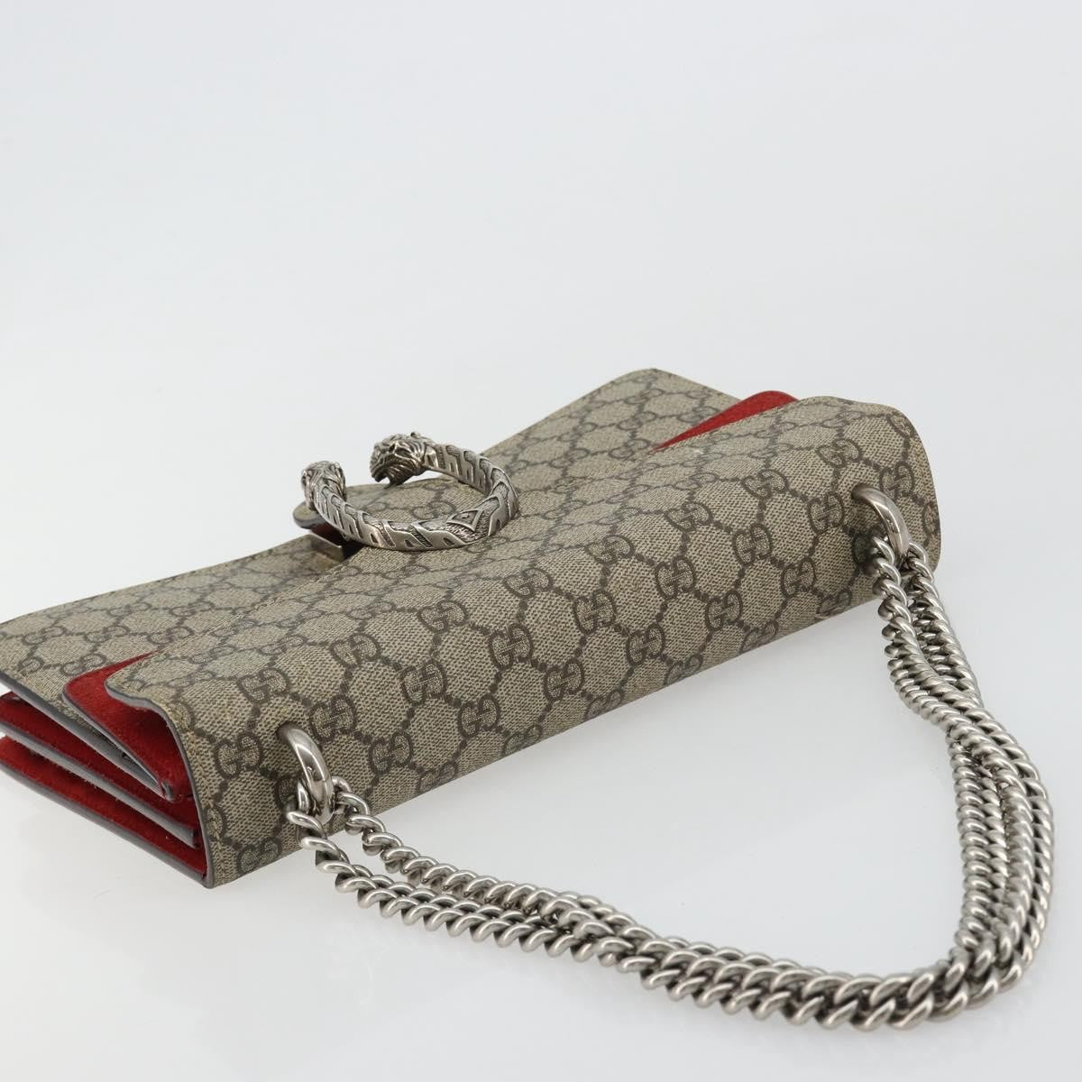 Gucci GUCCI GG Supreme Dionysus Chain Shoulder Bag PVC Beige Silver 400249 Authentic 165253