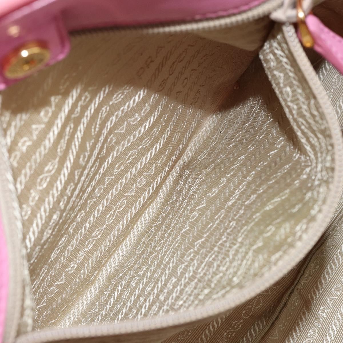 Prada PRADA Hand Bag Nylon Pink Gold Authentic 146881