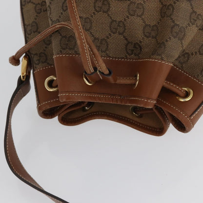 Gucci GUCCI GG Canvas Shoulder Bag Beige Gold Authentic BA10397