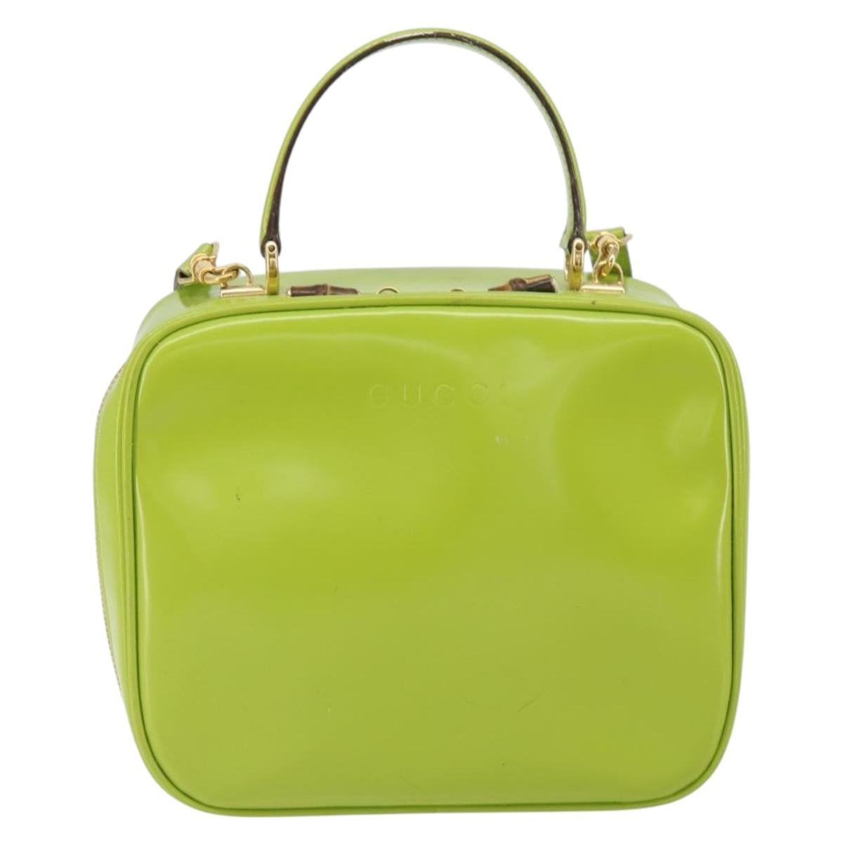 Gucci GUCCI Bamboo Hand Bag Enamel 2way Green Gold 000 2040 0323 Authentic 160576